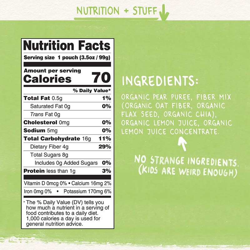 Pumpkin Tree Organics Fruit Snack Pouch, Pear + Fiber +