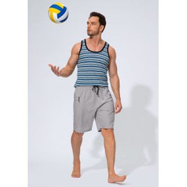 Men's Swim Trunks Quick Dry Board Shorts with Zipper Pockets Beach Shorts Bathing Suits for Men - No Mesh Liner(Light Grey,L)