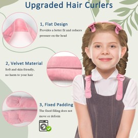 Gwabee Hair Curlers to Sleep In, No Heat Curling Headband, Soft Overnight Curls Headband with Satin Bonnet, Non Heat Hair Curler Rollers Wrap Set for Women Girl Long Hair, 10 PCS with Gift Box -Pink