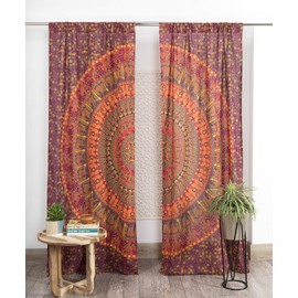 Popular Handicrafts Indian Hippie Bohemian Beautiful Elephant Maroon Color Mandala Curtain Panels