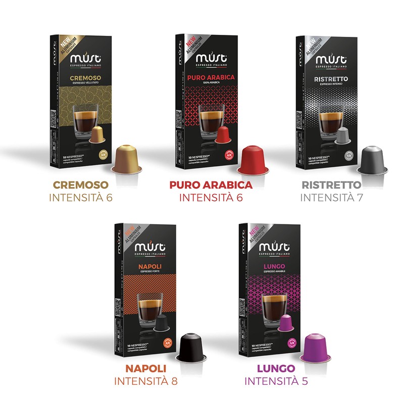 MUST Nespresso Compatible Coffee Capsules Variety Coffee Selection 50 (5