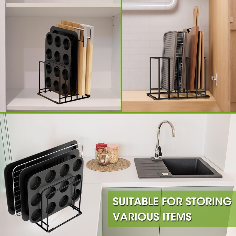 SAGLAU Kitchen Organizer Rack - 5-Slot Heavy-Duty Cutting Board and