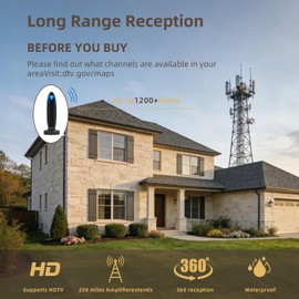 2026 Indoor TV Antenna for Smart & Old TVs, 1000+ Miles Range Digital Outdoor TV Antenna for Free Local Channels, Supports 4K 1080P VHF UHF with Amplifier Signal Booster & 36ft Cable