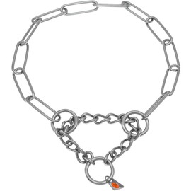 Herm Sprenger Stainless Steel Fur Saver Dog Collar Long Link Professional Training Collar Assembly Chain Correction Slip Chain for Medium Large Dogs Made in Germany (24in (Neck Size 19-22 in))