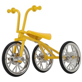 Toy Tricycle Model 3D Car Model Removable Tricycle Ornament Metal Rubber Bike Ornament for Any Age for Birthday Yellow
