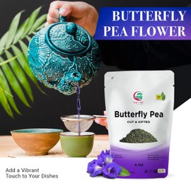 Butterfly Pea Flower Tea 4 oz | Cut and Sifted | Makes Beautiful Blue Or Purple Food Coloring | Blue tea Butterfly Pea Flower | Non-Gmo, Ethically Sourced | By Yogi's Gift®