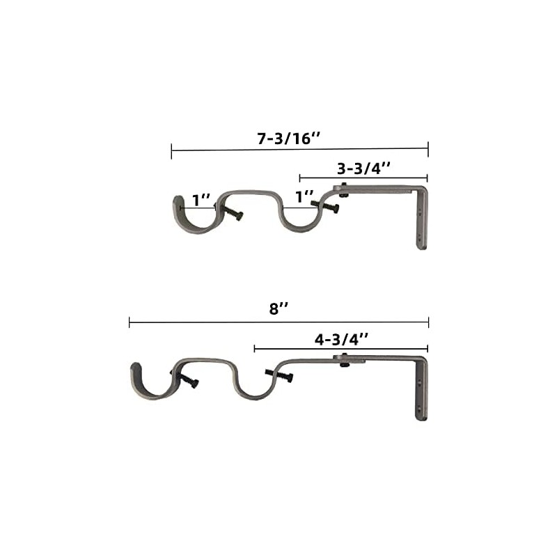 Kowibcl Heavy Duty Curtain Rod Brackets: Adjustable Double Holders, Fits