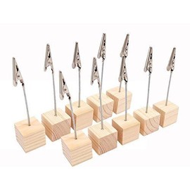 Wood Wire Memo Clip Memo Holder Memo Stand Card Stand for Card Holder Photo Holder Office Desk Supplies Stationery (Set of 10)