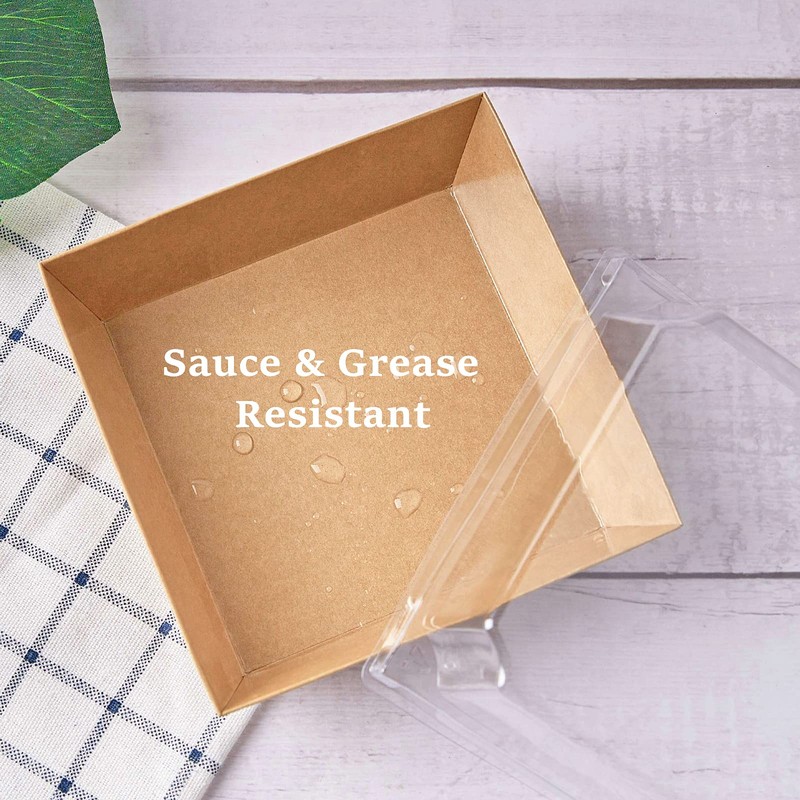 Ocmoiy Kraft Charcuterie Boxes with Clear Lids 4x4 Inch, 100