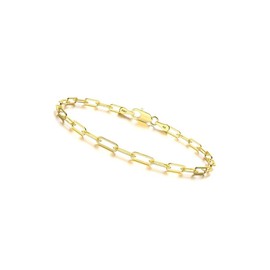Waitsoul 14K Gold Bracelet for Women 3mm Diamond-Cut Paperclip Chain Bracelet for Men 7 Inch