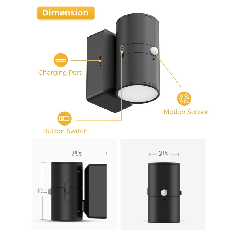 L LOHAS LED Motion Sensor Night Light, Rechargeable Night Light,