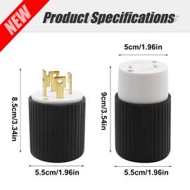 Saihisday NEMA L14-30R & L14-30P Twist Locking Plug and Connector,Generator Locking Plug Adapter 30 Amp 125/250V, UL Listed