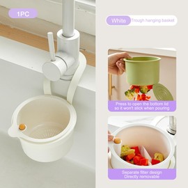 GHYXFDAI Faucet Hanging Draining Basket, Kitchen Sink Strainer Basket, Drainage Basket for Washing Fruits and Vegetables, Multi-Purpose Easy to Use, Bottom Opens, Hanging Kitchen Waste Strainer