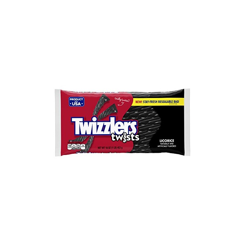 TWIZZLERS Twists (Black Licorice, 1-Pound Bags, Pack of 6)