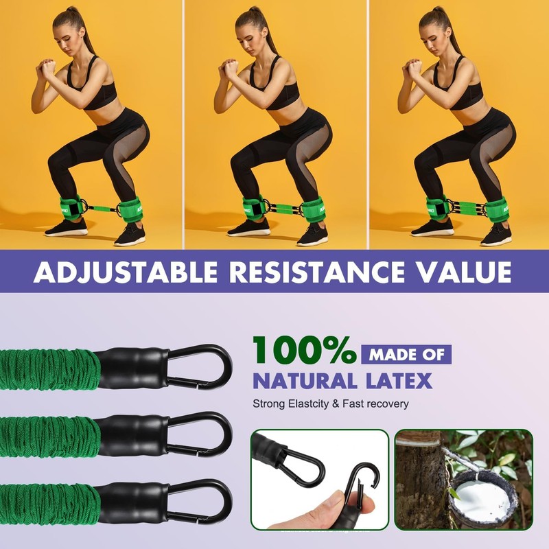 Resistance Bands Set with Ankle Straps, Glutes Workout Equipment, Ankle