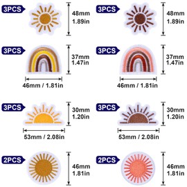 Mxxipp 22pcs Iron on Sun Patches for Clothes, Sew on Rainbow Embroidered Repair Patch, Colorful Embroidery Applique for Hat Jeans Dress Backpacks DIY Crafts