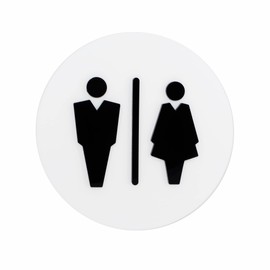 Sosenco Toilet Sign Made of Acrylic and Laminates - Toilets Door Sign Plastic Panels - Door Decoration - Sign (White/Black)