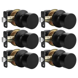 GoldenWarm Black Door Knobs - Interior Passage (6 Pack) Matte Finish for Bedroom or Bathroom