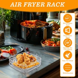 3 Pcs Square Air Fryer Rack, Stackable Multi-Layer Stainless Steel Dehydrator Rack, Square Air Fryer Accessories for Cosori, Instant Vortex, Nuwave Airfryer, Ninja Foodi Grill