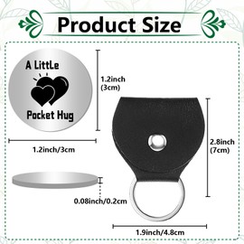 CREATCABIN A little Pocket Hug Token Long Distance Relationship Keepsake Stainless Steel Double Sided Memorial Coin with PU Leather Clip Keychain for Family Son Inspirational Gift 1x1Inch(Silvery)