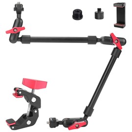 Magic Arm, Super Clamp, 22 Inch (57 cm), Camera Arm, Flexible Shooting Clamp, Camera Stand, Ball Head Arm, 360 Degree Rotation, 1/4 Inch Screws, Smartphone Clip & Screw Conversion Adapter, Arm Stand,