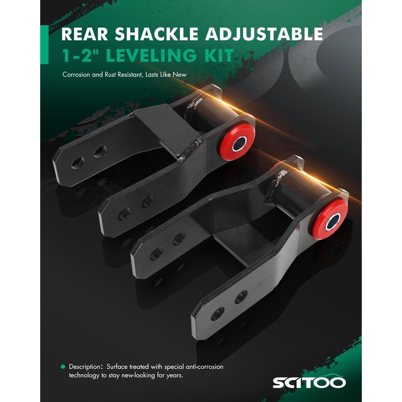 SCITOO Kits Shackle Adjustable 1-2" Rear Leveling Kit Compatible With