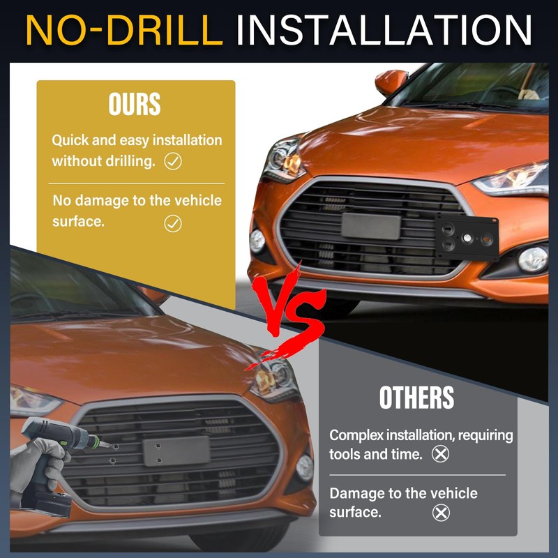 Anti-Theft License Plate Holder Compatible with Hyundai Elantra Sport 2017-2021