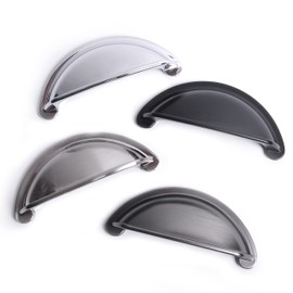 BSM Marketing Ariel Antique Cupboard Cabinet Door Drawer Cup Pull Handle Stepped Chrome/Matt Black/Pewter/Brushed (2, Pewter)