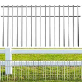 PexFix 6 Pack Animal Barrier Fence 25x14-inch Underground Decorative Garden Fence, Rustproof No-Dig Fence Metal Dog Fence Ground Fence Stakes for Outdoor Garden Yard Patio, Silver (A-GE06013)
