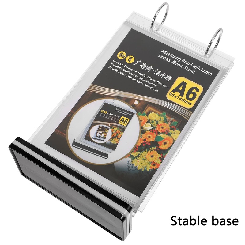 2Pcs Table Flip Menu Holder with 6 Pages Sleeve, 4"