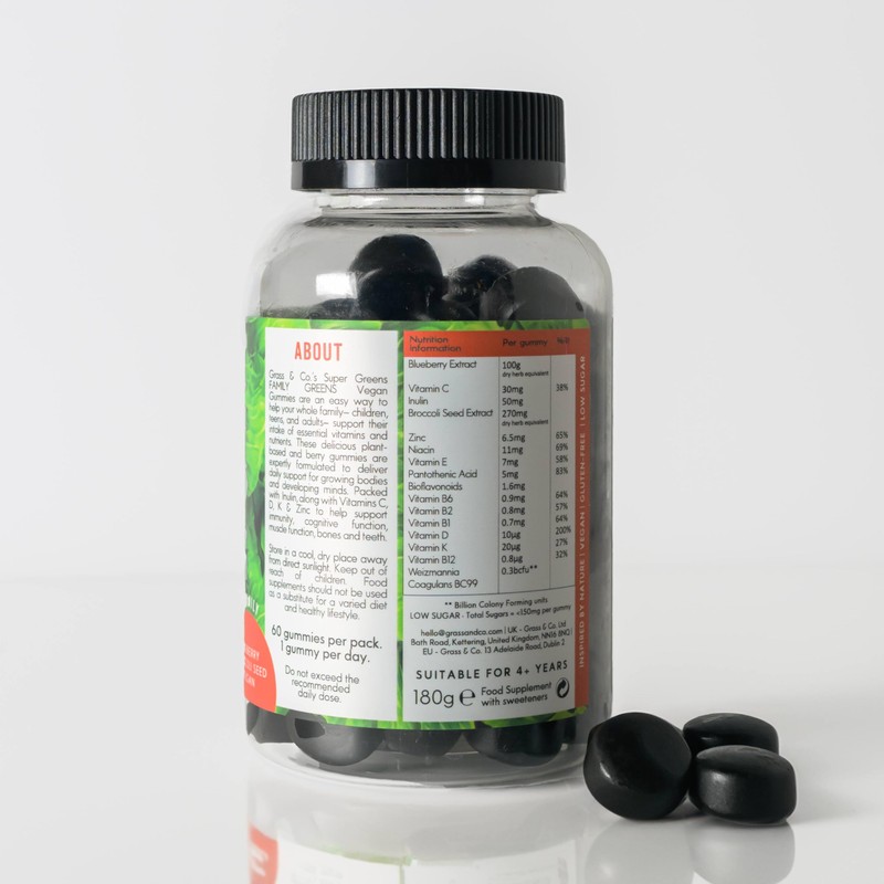 Grass & Co. Family Super Greens Gummies | Multivitamin with