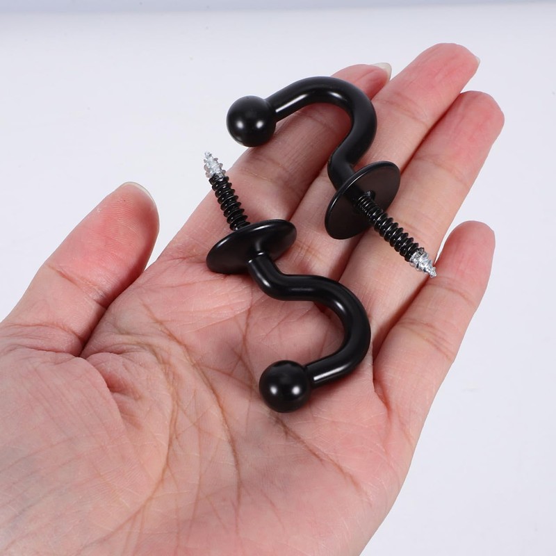 Kichvoe 2Pcs Black Curtain Tiebacks Wall Hooks - Zinc Alloy