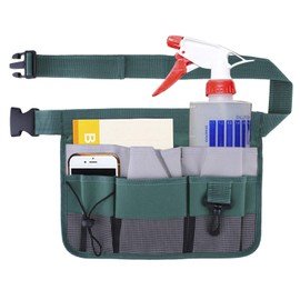 Geboor Gardening Tool Waist Bag Belt Heavy Duty Oxford Tool Apron with 7 Pockets of Different Sizes and Depth (Green)