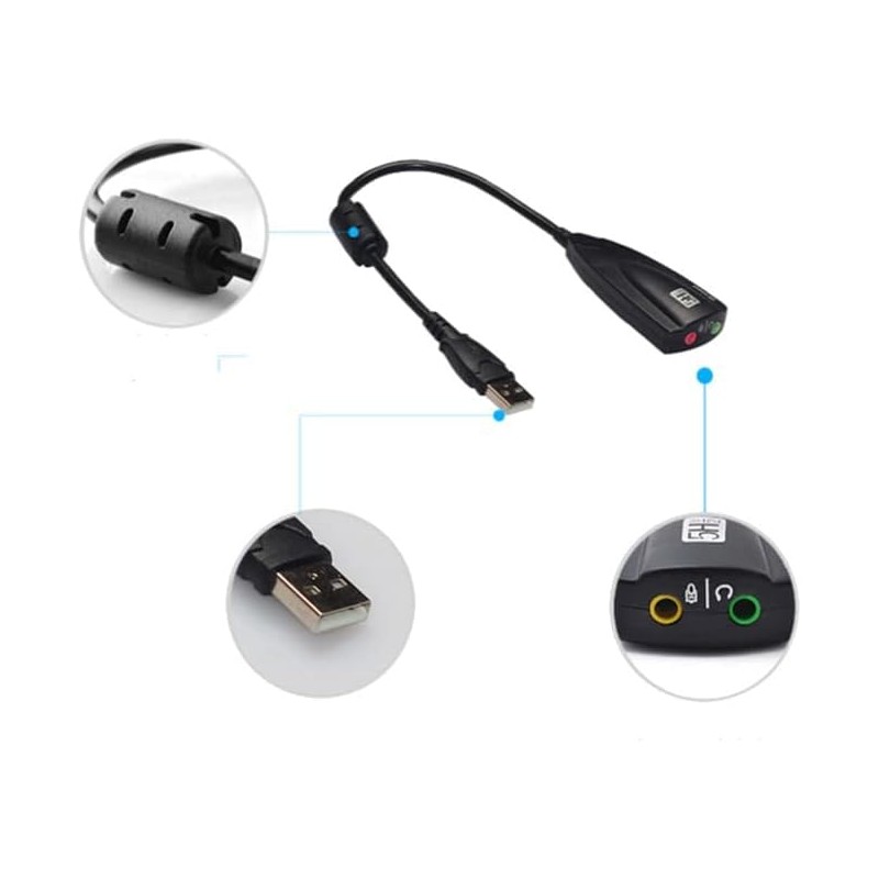 USB 2.0 External Audio Adapter, 7.1 Stereo Sound Card Dynamic