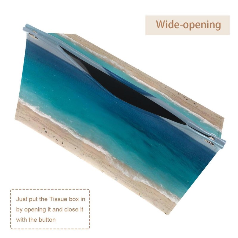 2 Pack Tissue Box Cover Holder, Beach Ocean Sand Sea