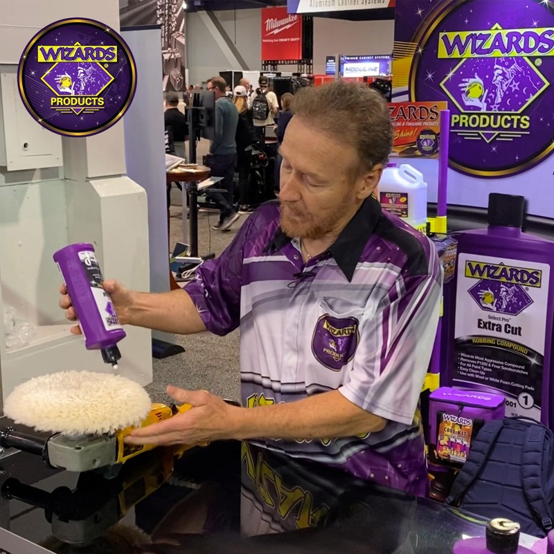 Wizards Finish Cut Buffing Pad - Velcro Backed, Blended Wool