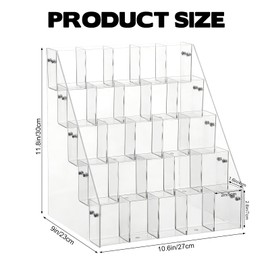 KKONHII Drink Packet Organizer with 25 Compartments, 5-Tier Water Packet Organizer for Water Flavor Drink Mix, Transparent Acrylic Sugar Packets Holder for Pantry Cabinet Kitchen Storage Organization