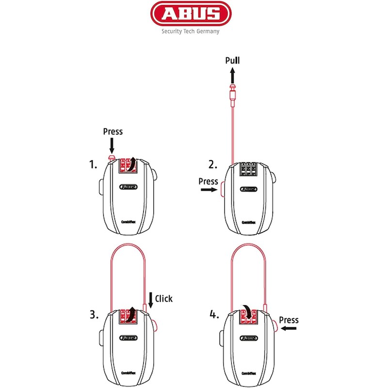ABUS Combiflex Cable Lock - Lock for securing skis, Helmet,