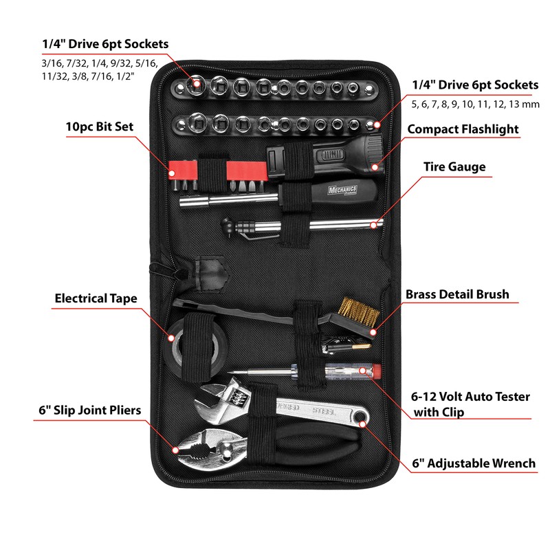 Performance Tool W1197 38 Piece Compact Tool Set with Zipper