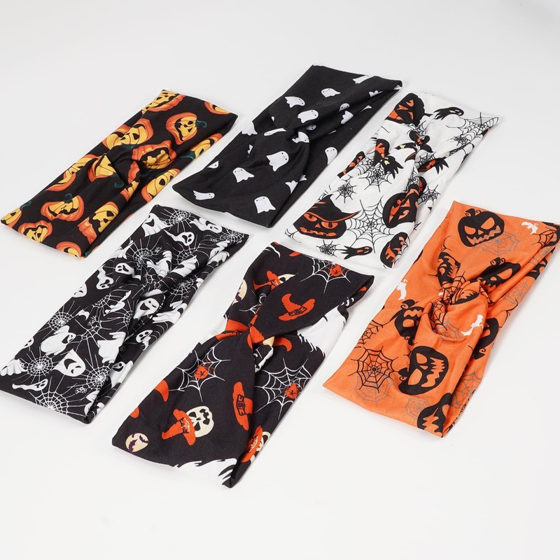 Jocbean 6 Pack Halloween Twist Knot Headbands for Women Soft