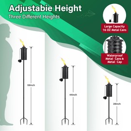 SNOGSWOG Citronella Torches for Outside Set of 6, 16 Oz Outdoor Garden Torches with 3-Prong Grounded Stake, 59 Inch Metal Torch for Garden Décor, Outside Torches for Backyard, Garden, Patio