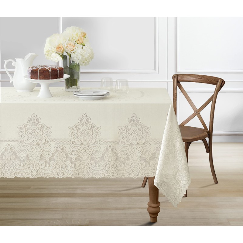 Newbridge Holiday Allison Rectangle Lace Tablecloth, 52 x 70 Inch,