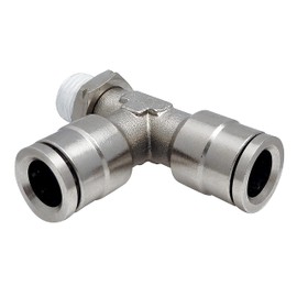 TOPRING 39.446 TOPFIT NPT Nickel-Plated Brass Push-to-Connect Fitting, Swivel Run Tee Connector, Male Threaded, 3/8(O.D.) x 1/4(M) NPT, Pack of 2, Series 39