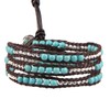 KELITCH Turquoise Beaded Bracelet 3 Wrap Leather Bangle Bracelets Hand-Braided