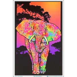 Painted Elephant Blacklight Poster - Flocked - 23" x 35"
