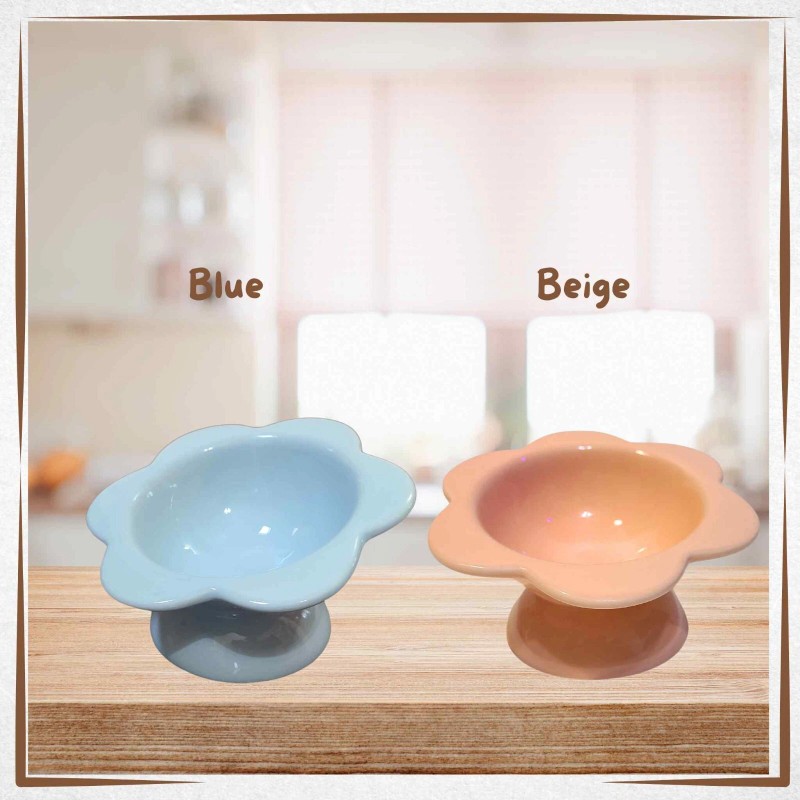 Eccolo Cat Bowl Ceramic Raised Tilted Elevated Cat Food Dish