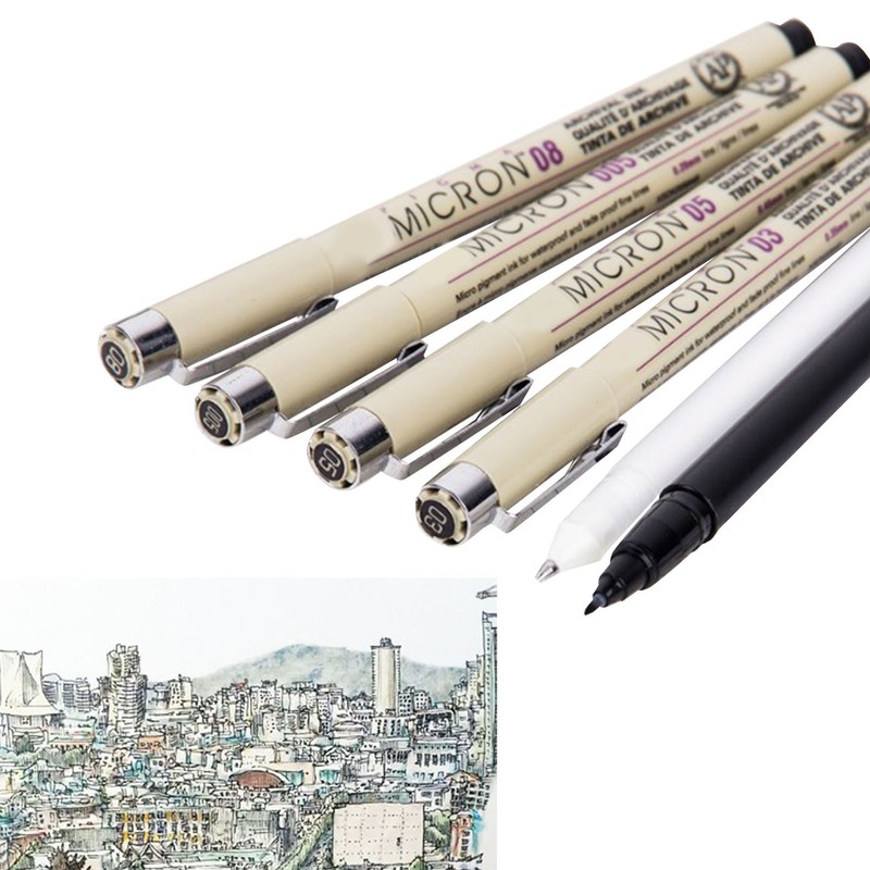 6pcs Fine Tip Pens Glossy Writing 13.5cm Length Waterproof Line