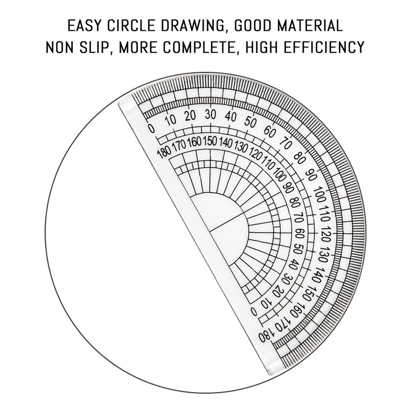 15-Piece Semicircular Protractor, Plastic Transparent Protractor, Student Painting Tools, 180-Degree