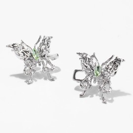 2 Set Pant Waist Tightener,Green Zircon Butterfly Waist Cincher Clip,Reusable Shiny Jean Buttons Pins for Loose Jeans Skirt Dress for Women Girls Gift