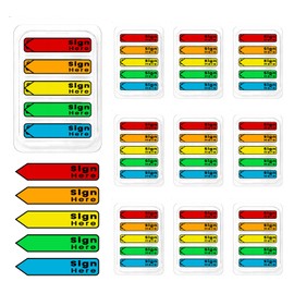 1000 Pcs 10 Pack Sign Here Date Tabs, Sign Here Stickers with Dispenser Waterproof Self-Adhesive Please Message Flags for Documents, Notary Books Paper, Office, School Supplies, 5 Colors